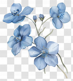 Watercolour Flowers - Beautiful Blue Flower Illustration Transparent PNG
