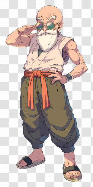 Master Roshi - Bald Martial Artist With Sunglasses Transparent PNG