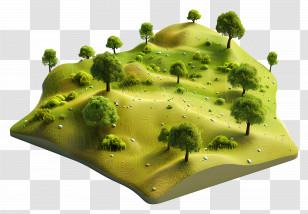 Hill Meadow - Green Landscape With Trees Transparent PNG