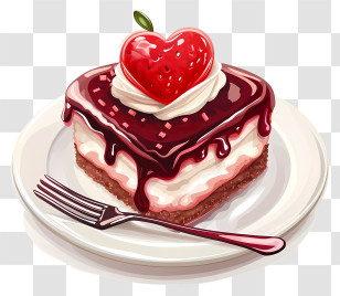 Sweets - Strawberry Chocolate Dessert With Fork Illustration Transparent PNG