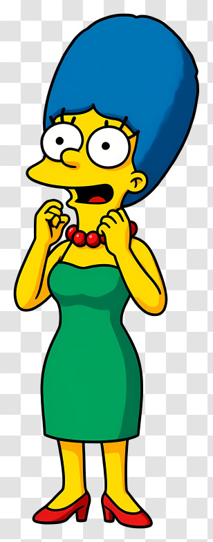 Marge Simpson - Blue-haired Cartoon Woman With Necklace Transparent PNG