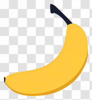 Banana - Single Yellow Banana With Black Stem Transparent PNG