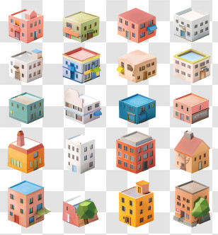 Building Blocks - Small Colorful Building Blocks Houses Transparent PNG