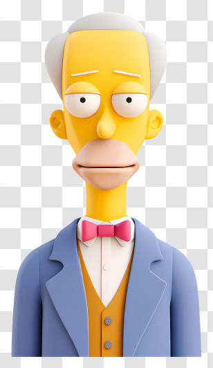 Mr Burns - Yellow Cartoon Character With Bow Tie Transparent PNG