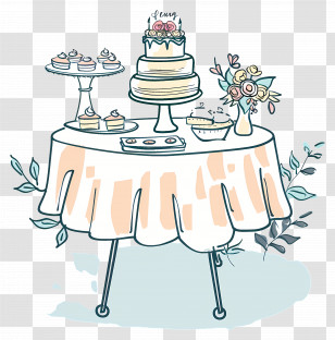Wedding Reception - Decorated Dessert Table With Cakes And Cupcakes Transparent PNG
