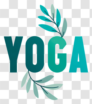 Yoga - Yoga Text Logo With Leaves Transparent PNG