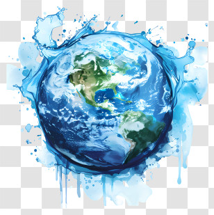 World Water Day - Watercolor Earth Illustration For Environmental Awareness Transparent PNG