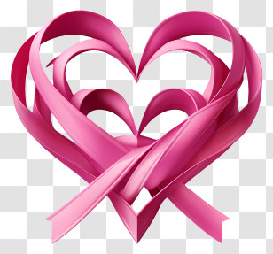 Heart - Pink Heart-Shaped Ribbon Design Transparent PNG