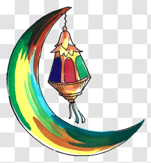 Lantern - Lantern Hanging From Crescent Moon Transparent PNG