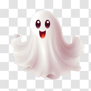 Halloween Ghost - Smiling Cartoon Ghost Illustration For Halloween Transparent PNG