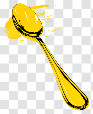 Spoon - Artistic Yellow Spoon Drawing With Vibrant Paint Effect Transparent PNG