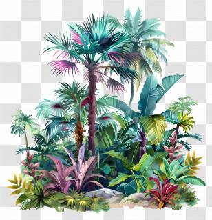 Lush Vegetation - Tropical Rainforest Plant Illustration Transparent PNG