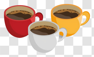 Coffee - Colorful Coffee Cups Trio Transparent PNG