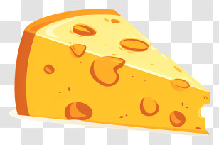 Cheese - Cartoon Style Yellow Cheese Slice Transparent PNG