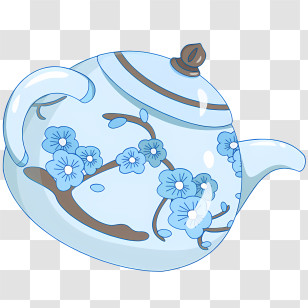 Blue Teapot - Beautiful Floral Teapot Transparent PNG