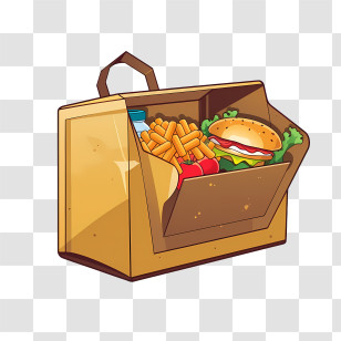 Food Delivery Bag - Fast Food Takeout With Burger And Fries Transparent PNG