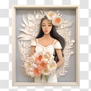 Wedding Dress
 - Cartoon Bride With Flowers In Frame Transparent PNG