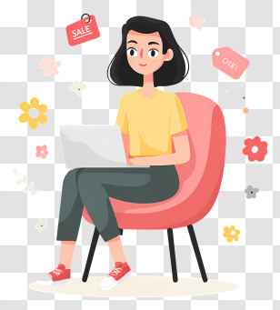 Lady Online Shopping - Woman Shopping Online Illustration Transparent PNG