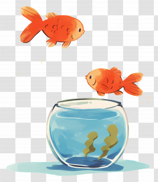 Goldfish Jumping - Goldfish Jumping Out Of A Fishbowl Illustration Transparent PNG