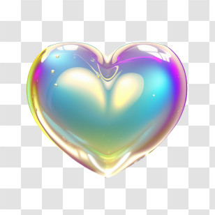 Rainbow Soap Bubble
 - Pastel Holographic Heart Illustration Transparent PNG
