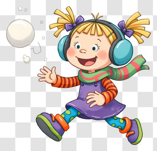 Rugrats Winter - Playful Girl With Headphones Transparent PNG