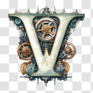 Letter V - Steampunk Letter V With Gears Transparent PNG