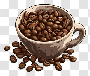 Coffee Beans - Coffee Beans In Decorative Cup Illustration Transparent PNG