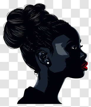 Black History Month - Elegant Female Profile Silhouette Transparent PNG