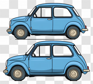 Cartoon Car - Blue Mini Car Illustration Transparent PNG