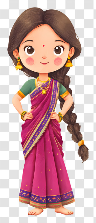 Indian Woman Wearing Magenta Saree - Girl In Purple Saree Posing Transparent PNG