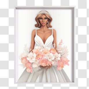 Wedding Dress
 - Bride Holding A Beautiful Flower Bouquet Transparent PNG