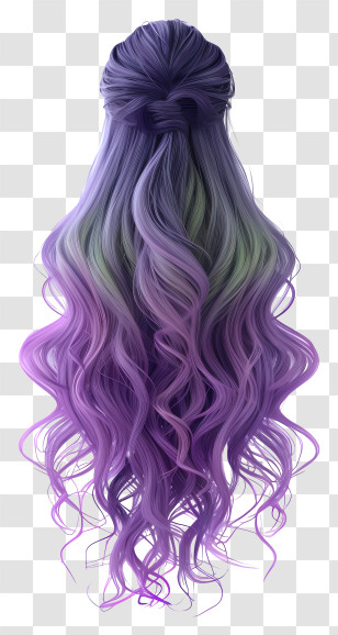 Long Hair Wig - Long Wavy Purple Ombre Hairstyle Transparent PNG
