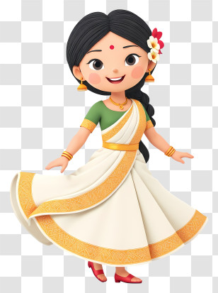 Indian Woman Dancing Kathak - Smiling Girl In White Sari Transparent PNG
