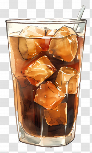 Cold Brew - Illustration Of A Glass Of Iced Tea With Ice Cubes Transparent PNG