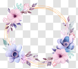 Flower Wreath - Floral Wreath With Pastel Flowers Transparent PNG