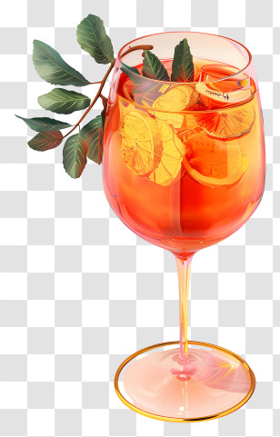 Aperol - Orange Cocktail With Lemon Slices Transparent PNG