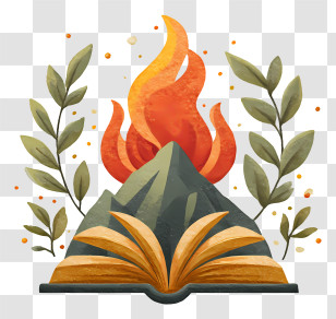 Knowledge Logo - Magical Book And Fiery Mountain Transparent PNG