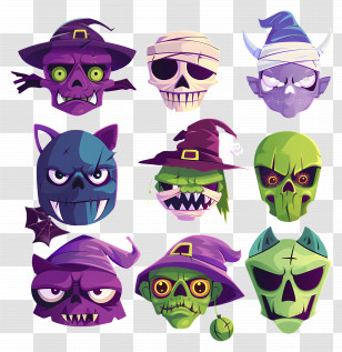 Halloween Characters - Spooky Halloween Masks Cartoon Compilation Transparent PNG