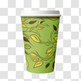 Paper Coffee Cup
 - Green To-Go Coffee Cup With Leaf Pattern Transparent PNG