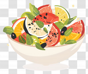 Summer Salad - Refreshing Fruit Salad In Bowl Illustration Transparent PNG