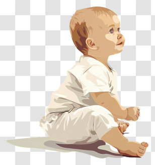 Infant Baby - Cute Sitting Baby In Illustration Style Transparent PNG
