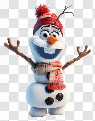 Frozen Olaf - Cheerful Snowman In Winter Style Transparent PNG