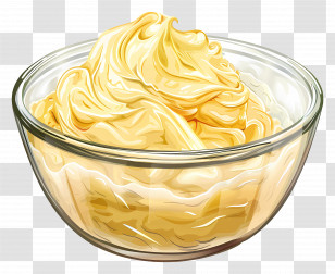 Butter In Glass Bowl - Creamy Butter In A Glass Bowl For Cooking Transparent PNG
