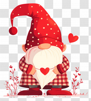 Valentines Day Gnome - Red Gnome Holding A Heart Illustration Transparent PNG