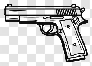 Pistol Outline - Gun Illustration With Weapon And Firearm Features Transparent PNG