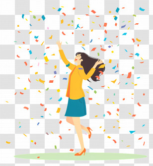 Woman Celebrating - Woman Celebrating With Confetti Transparent PNG