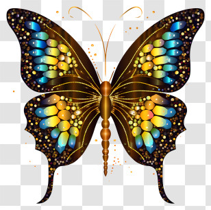 Painted Butterfly - Colorful And Decorative Butterfly Art Transparent PNG