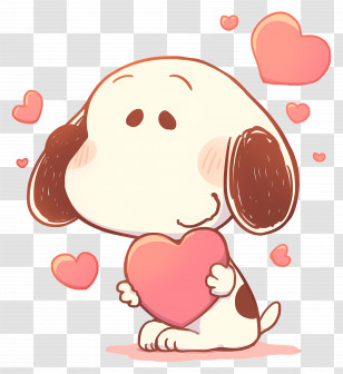 Snoopy Love - Cute Cartoon Dog Holding Heart Transparent PNG
