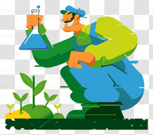 Organic Farmer Scientist - Scientist With Flask And Plants Transparent PNG