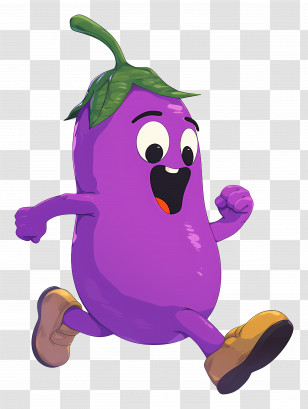Cartoon Eggplant - Happy Running Eggplant Cartoon Transparent PNG